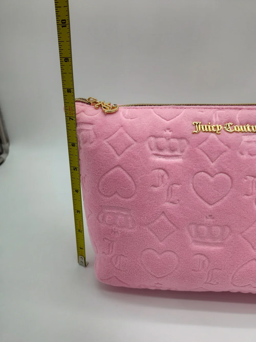 JUICY COUTURE Pink Velour Monogram Cosmetic Bag Travel Bottle NWT